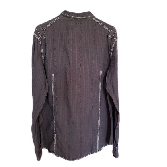 Pop Icon Shirt Mens XL Western Pearl Snaps Blue 100% Cotton Long Sleeve Detail - Picture 3 of 13